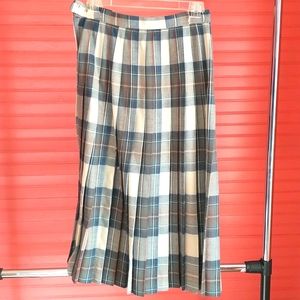 Blue plaid Wool pleated skirt